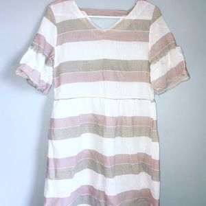 Mauve/tan/white midi dress size medium